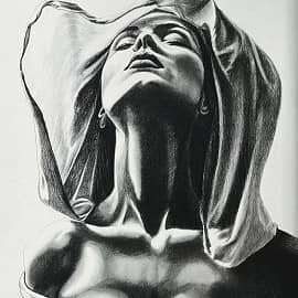 Картина углем женский портрет