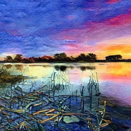 Вечернее озеро.