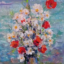 Маки и ромашки у моря. Серия натюрморт под открытым небом. Пленэр ZhNataly