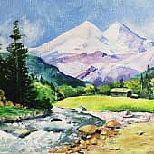 Эльбрус и горная речка (копия картины Хамальяна Сурена)