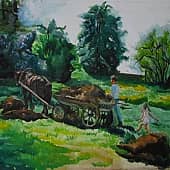Композиция на тему "Лето в деревне" (1), художник Елена А. Винокурова