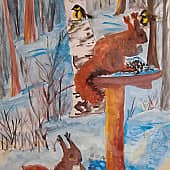 В лесу в морозный солнечный день