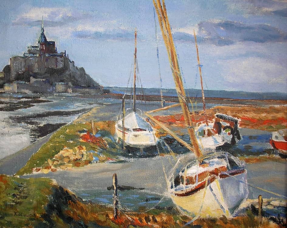 Лодки возле Мон-Сен-Мишель