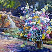 Полевые цветы на водопаде Жане. Серия натюрморт под открытым небом, пленэр  ZhNataly.