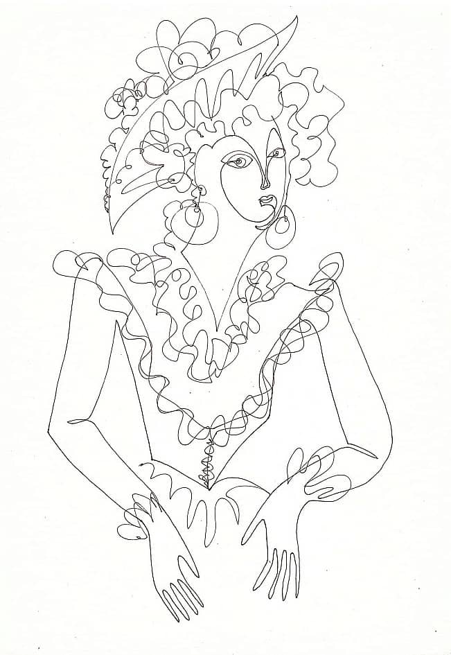 Серьги, шляпка, кружева (из серии "Одной линией")