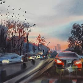 Утром по дороге на работу. Минская улица