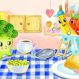 Иллюстрация к книге Greeny, the baby broccoli.(2)