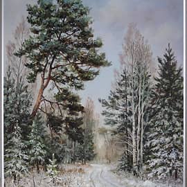 Пейзаж с сосной. Первые дни зимы.