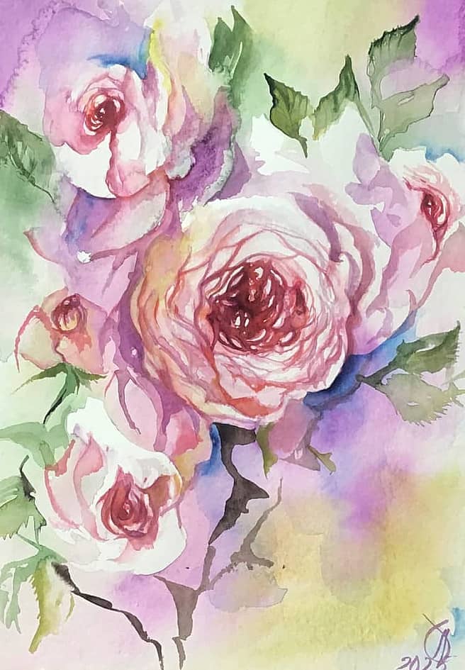 Акварель Розы