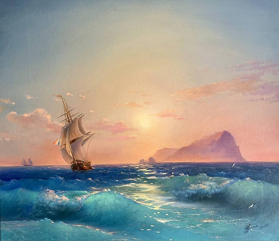 вольная копия с картины Айвазовского "Искья на закате"