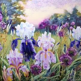 Ирисы в саду.