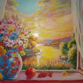 Вид из окна. Закат.