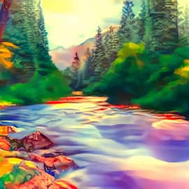 На берегу реки.