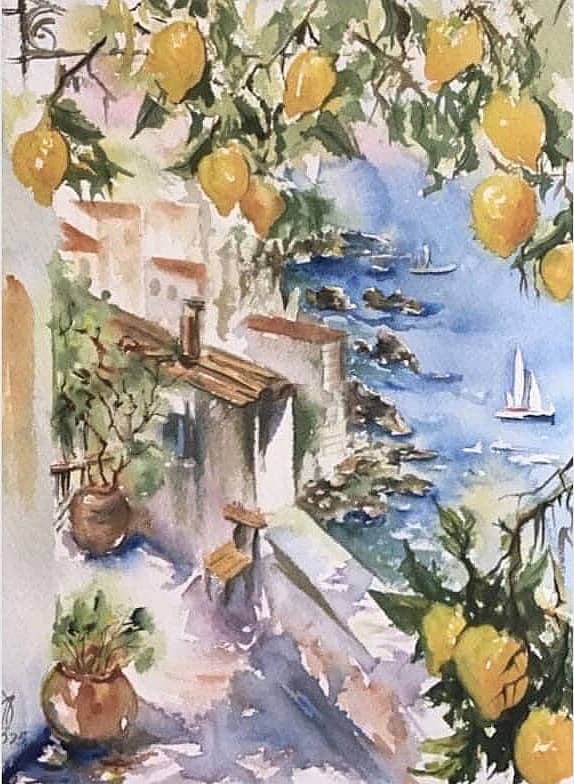 Акварель Лимоны