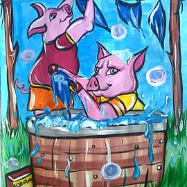 Свинки стирали синие косынки