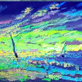 Гонка на закате. День и ночь. Ночь. Проект "светофизика в живописи".