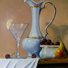 Кувшин с грушей, вольная копия картины Хавьера Мулио