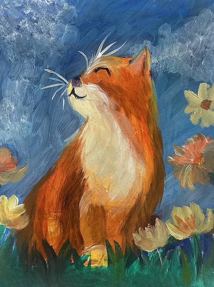 Кот в цветах