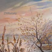"Камыш, дерево и небо. Пейзаж в неаполитанских тонах", живопись ZhNataly