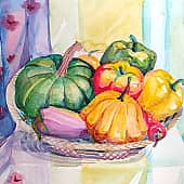 Натюрморт с зеленой тыквой