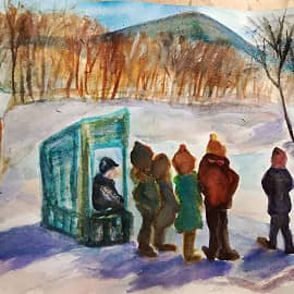 На остановке