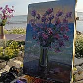 Сиреневые цветы у воды. Серия натюрморт под открытым небом. Пленэр ZhNataly (1), художник ZhNataly