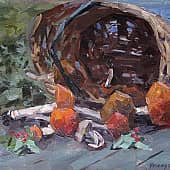 натюрморт корзинкой и грибами