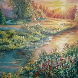 Рассвет у пруда.