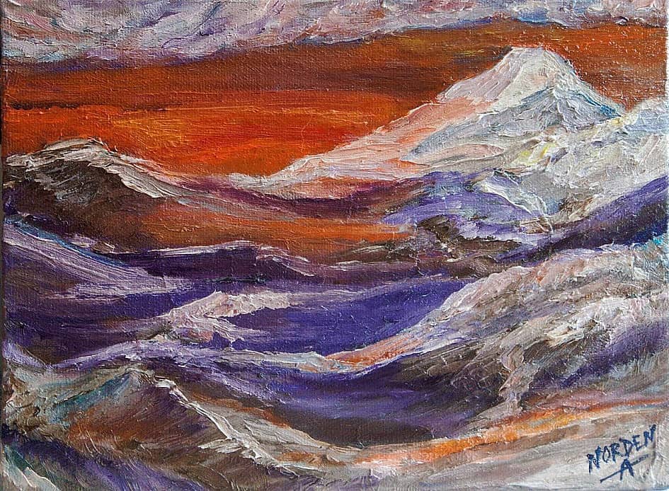 Закат в горах (набросок маслом)