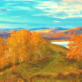 Берёзы на холме