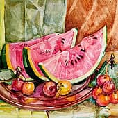 Натюрморт с долькой арбуза