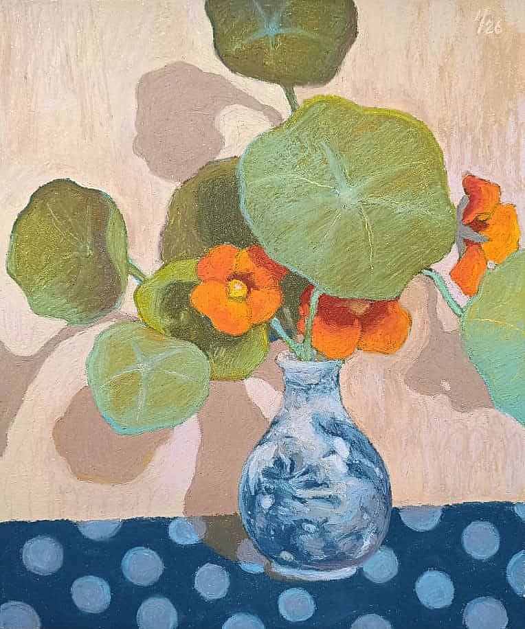 Настурция, Бумага Масляная пастель