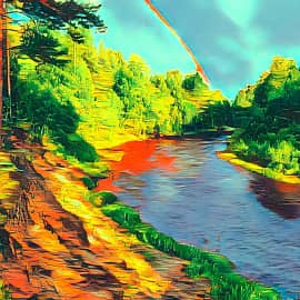 Течёт река.