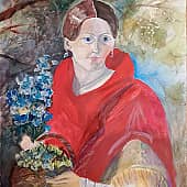 Девушка с корзинкой винограда