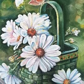 Ромашки в плетеной корзине