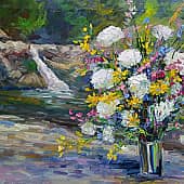 Полевые цветы на водопаде Жане. Серия натюрморт под открытым небом, пленэр  ZhNataly.