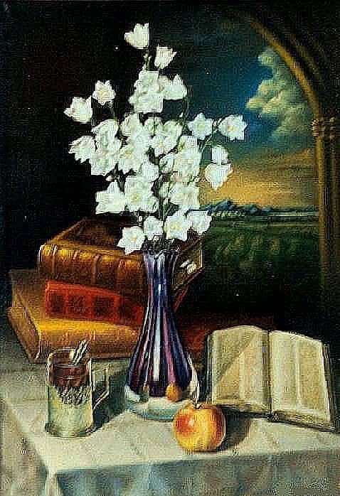 Натюрморт с кампанеллой и книгами  Still Life with Campanella and Books