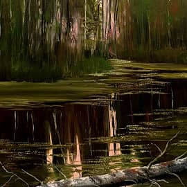 Лесное озеро. Вечер.