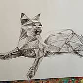 Кошка  полигональная (1), художник Екатерина