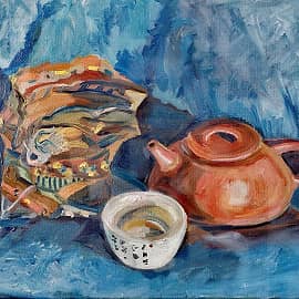 Натюрморт с мешочком для чая