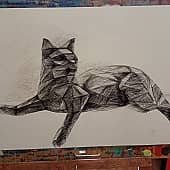 Кошка  полигональная (2), художник Екатерина