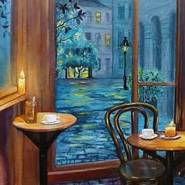 Вечернее кафе в Париже