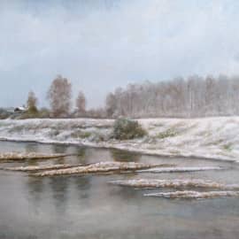 Первый снег на Ине. Утро  First Snow on Inia River. Morning