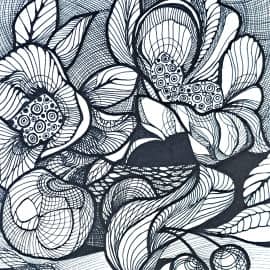 Натюрморт с вишней и цветами