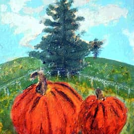 Прошлогодние тыквы на весенней траве