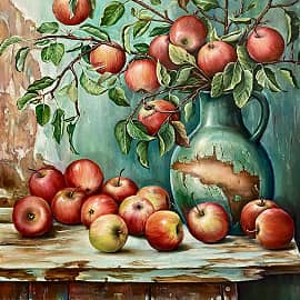 Яблоки  в кувшине