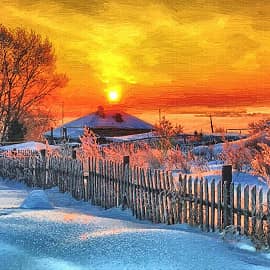 морозный закат