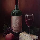 Натюрморт с бутылкой вина, художник Ольга Шибанова