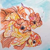 Акварельный аквариум. Золотые рыбки.