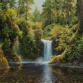 лесной водопад